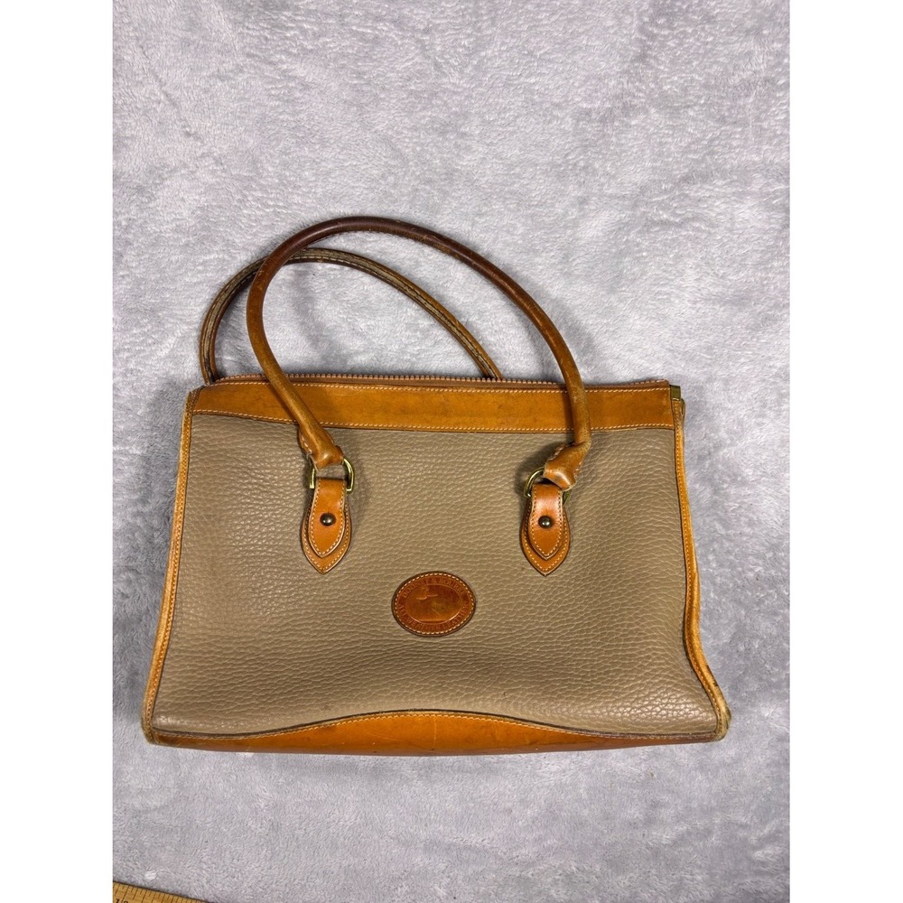 Vtg Dooney & Bourke All Weather Leather handbag tote M Brown Womens